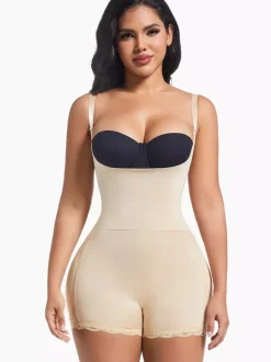 Bridal Lingerie Lingerie Shapewear Nude Sleeveless Straps Full-Body Shaper Plus Size Tummy Control Bust Support Bodysuit Butt Lift Waist Cincher Girdle