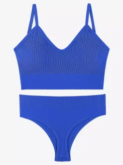 Bridal Lingerie Lingerie 2-Piece Bralette Set Plus Size Thin Wireless Sports Bra Push-Up Effect French Triangle Bra Panty Sets