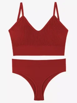Bridal Lingerie Lingerie 2-Piece Bralette Set Plus Size Thin Wireless Sports Bra Push-Up Effect French Triangle Bra Panty Sets