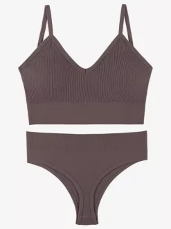 Bridal Lingerie Lingerie 2-Piece Bralette Set Plus Size Thin Wireless Sports Bra Push-Up Effect French Triangle Bra Panty Sets