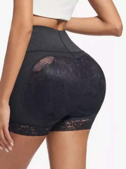 Bridal Lingerie Lingerie Shapewear Black Plus Size Butt Enhancement Shaping Shorts High-Waisted Tummy Control Padded Hips Curvy Silhouette
