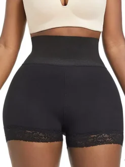 Bridal Lingerie Lingerie Shapewear Black Plus Size Butt Enhancement Shaping Shorts High-Waisted Tummy Control Padded Hips Curvy Silhouette