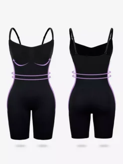 Bridal Lingerie One-Piece Body Shaper Tummy Shaping Slimming Arm Lift Underwear Bodysuit Shapewear Light Apricot Sleeveless Straps Neck Shapewear