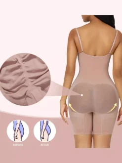 Bridal Lingerie One-Piece Body Shaper Tummy Shaping Slimming Arm Lift Underwear Bodysuit Shapewear Light Apricot Sleeveless Straps Neck Shapewear