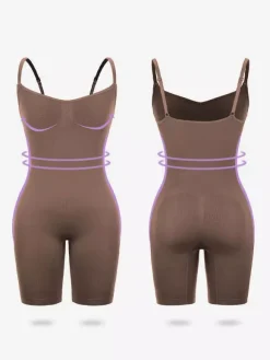Bridal Lingerie One-Piece Body Shaper Tummy Shaping Slimming Arm Lift Underwear Bodysuit Shapewear Light Apricot Sleeveless Straps Neck Shapewear