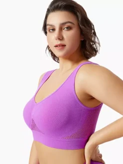 Bridal Lingerie Open-Back Yoga Bra Thin Unpadded Wireless Lifting Fit Plus Size Sexy Mesh Workout Crop Top