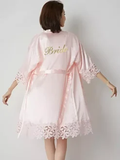 Bridal Lingerie Pajamas Sleepwear Robes Burgundy Crochet Negligees Nightgown