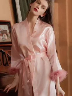 Bridal Lingerie Pajamas Sleepwear Robes Champagne Lace Up Negligees Nightgown