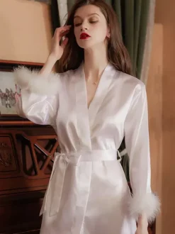 Bridal Lingerie Pajamas Sleepwear Robes Champagne Lace Up Negligees Nightgown