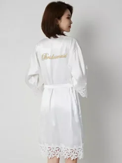 Bridal Lingerie Pajamas Sleepwear Robes Champagne Crochet Negligees Nightgown