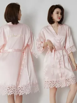 Bridal Lingerie Pajamas Sleepwear Robes Champagne Crochet Negligees Nightgown