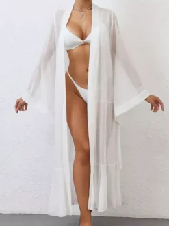 Bridal Lingerie Pajamas Sleepwear Robes White Pleated Indoor Negligees Nightgown