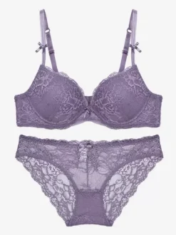 Bridal Lingerie 2-Piece Lace Violet Bra Panty Sets
