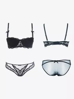 Bridal Lingerie 3-Piece Lace White Bra Panty Garter Sets
