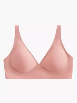 Bridal Lingerie Seamless Bra Minimizing Effect Slimming Underwear Deep V-neck Wireless Compression Support Thin Soft Support Comfortable Light Apricot Polyester Lingerie