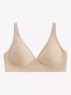 Bridal Lingerie Seamless Bra Minimizing Effect Slimming Underwear Deep V-neck Wireless Compression Support Thin Soft Support Comfortable Light Apricot Polyester Lingerie