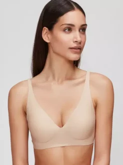 Bridal Lingerie Seamless Bra Minimizing Effect Slimming Underwear Deep V-neck Wireless Compression Support Thin Soft Support Comfortable Light Apricot Polyester Lingerie