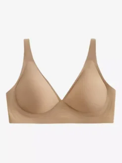 Bridal Lingerie Seamless Bra Minimizing Effect Slimming Underwear Deep V-neck Wireless Compression Support Thin Soft Support Comfortable Light Apricot Polyester Lingerie