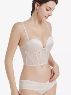 Bridal Lingerie Sexy Lingerie Nude 2-Piece Boning Adult's Chic Bra And Panty Sets