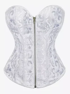 Bridal Lingerie White Strapless Sexy Zipper Bustier For Women