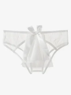 Bridal Lingerie Women Sexy Panties Flesh 1 Piece Lace Underwear Bows Lingerie