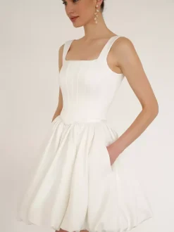 Bridal Mini Dress Short Wedding Dresses Square Neck Sleeveless Short Short Bridal Gowns