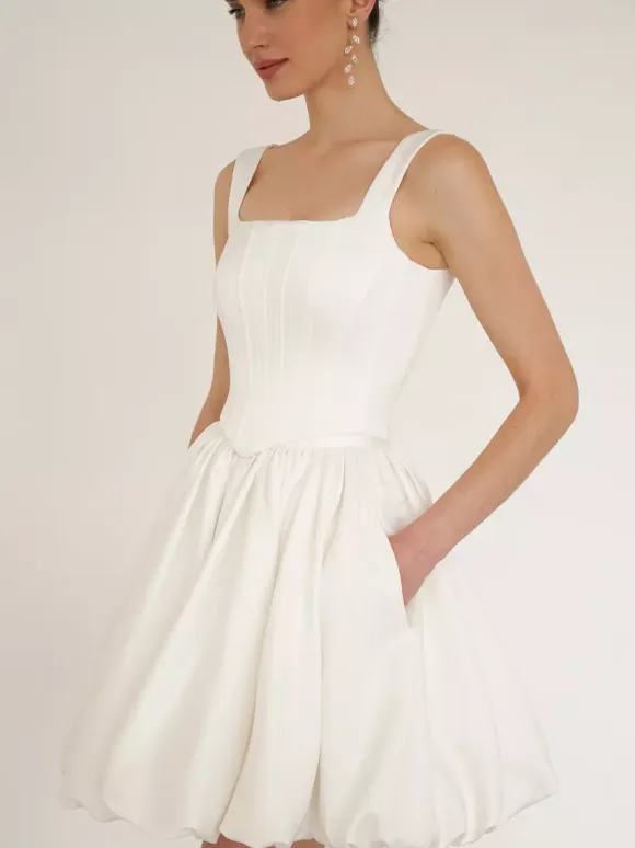 Bridal Mini Dress Short Wedding Dresses Square Neck Sleeveless Short Short Bridal Gowns