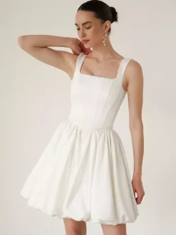 Bridal Mini Dress Short Wedding Dresses Square Neck Sleeveless Short Short Bridal Gowns
