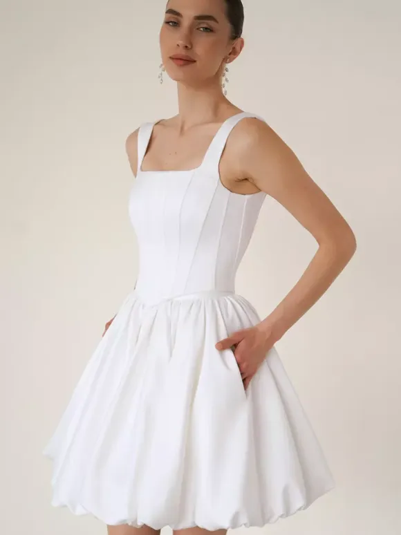 Bridal Mini Dress Short Wedding Dresses Square Neck Sleeveless Short Short Bridal Gowns