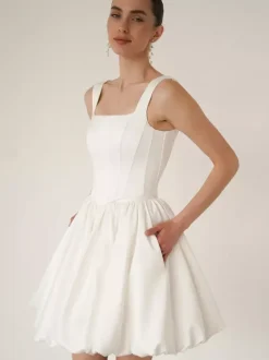 Bridal Mini Dress Short Wedding Dresses Square Neck Sleeveless Short Short Bridal Gowns