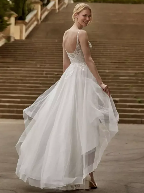 Bridal Mini Dress Short Wedding Dress V-Neck Short Sleeves A-Line Knee-Length Bridal Dresses