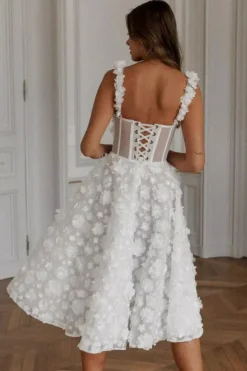 Bridal Mini Dress Short Wedding Dress Sweetheart Neck Sleeveless A-Line Tea-Length Bridal Gowns