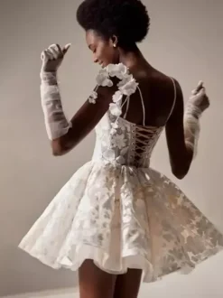 Bridal Mini Dress Short Wedding Dress Sweetheart Neck Sleeveless Short Short Bridal Gowns