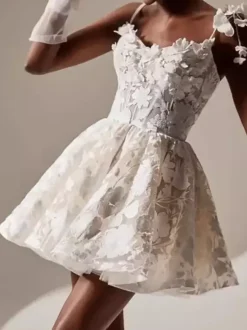Bridal Mini Dress Short Wedding Dress Sweetheart Neck Sleeveless Short Short Bridal Gowns