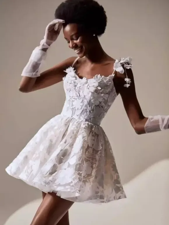 Bridal Mini Dress Short Wedding Dress Sweetheart Neck Sleeveless Short Short Bridal Gowns