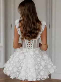 Bridal Mini Dress Short Wedding Dress Sweetheart Neck Sleeveless Short Short Bridal Dresses