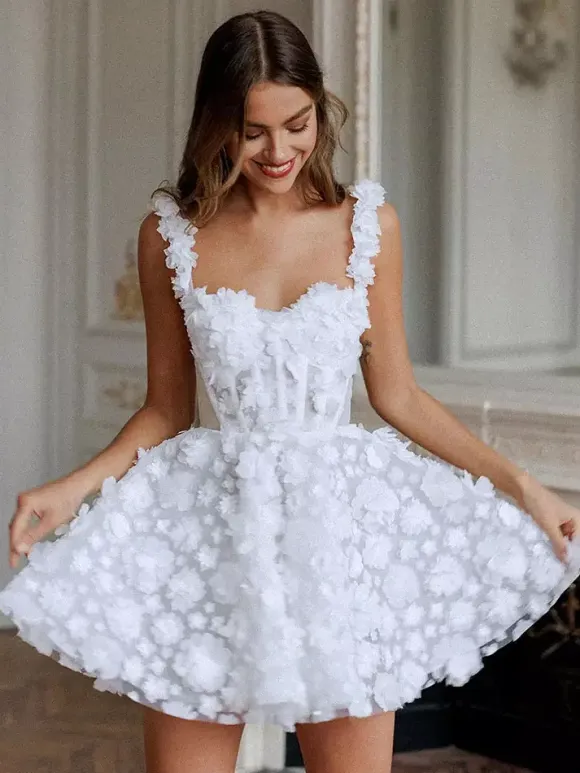 Bridal Mini Dress Short Wedding Dress Sweetheart Neck Sleeveless Short Short Bridal Dresses