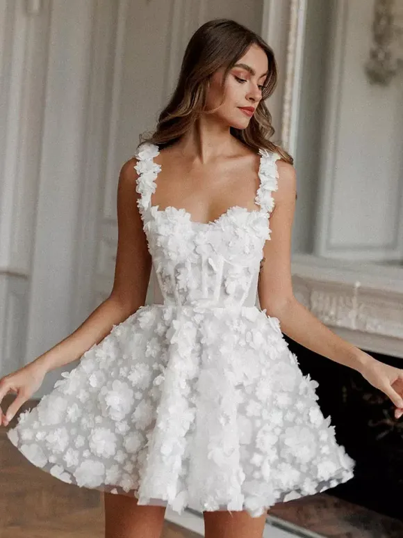 Bridal Mini Dress Short Wedding Dress Sweetheart Neck Sleeveless Short Short Bridal Dresses