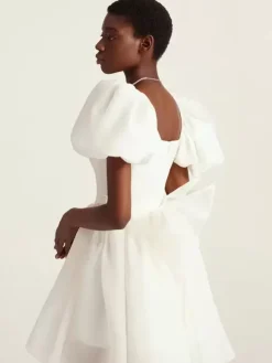 Bridal Mini Dress Short Wedding Dress Designed Neckline Short Sleeves Short Short Bridal Gowns