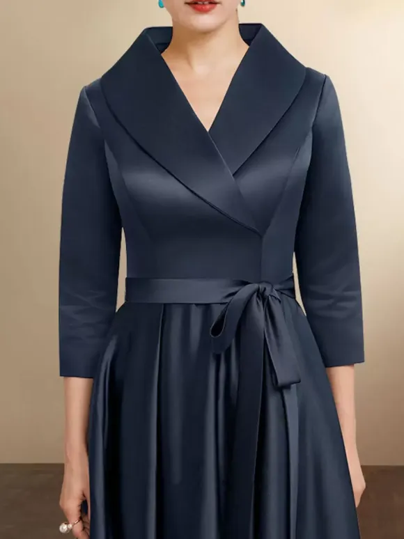Bridal Mother Dress 2026 3/4 Length Sleeves A-Line Sash Wedding Guest Dresses Free Customization