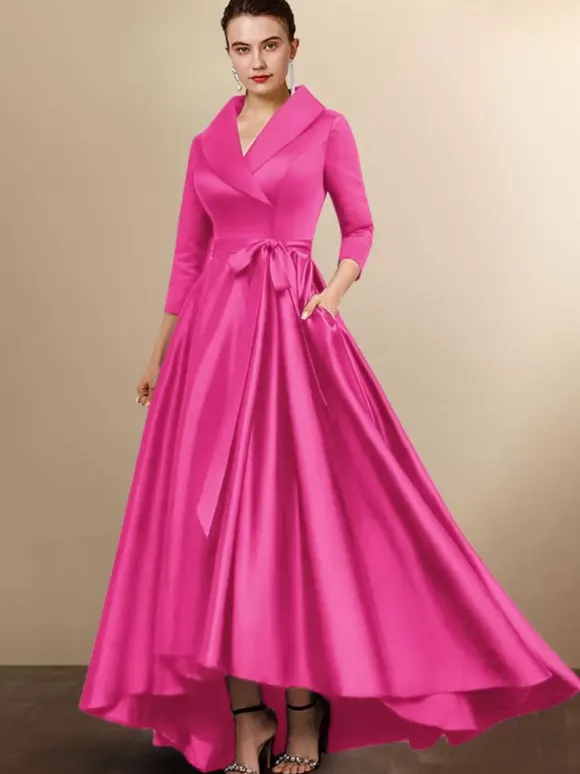 Bridal Mother Dress 2026 3/4 Length Sleeves A-Line Sash Wedding Guest Dresses Free Customization