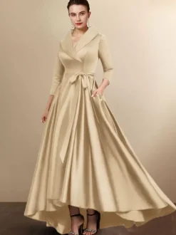 Bridal Mother Dress 2026 3/4 Length Sleeves A-Line Sash Wedding Guest Dresses Free Customization