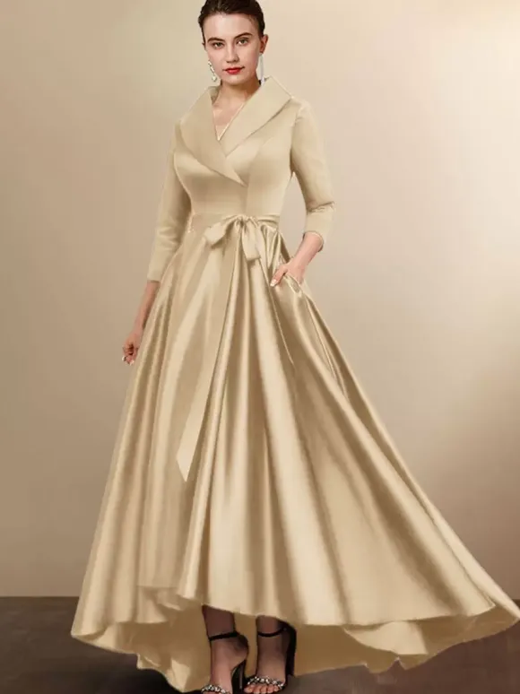Bridal Mother Dress 2026 3/4 Length Sleeves A-Line Sash Wedding Guest Dresses Free Customization
