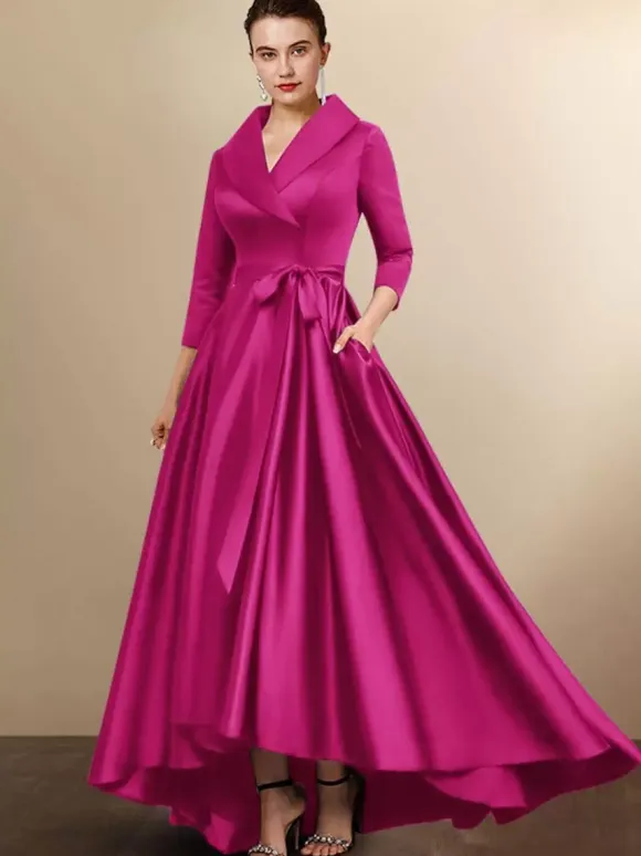 Bridal Mother Dress 2026 3/4 Length Sleeves A-Line Sash Wedding Guest Dresses Free Customization