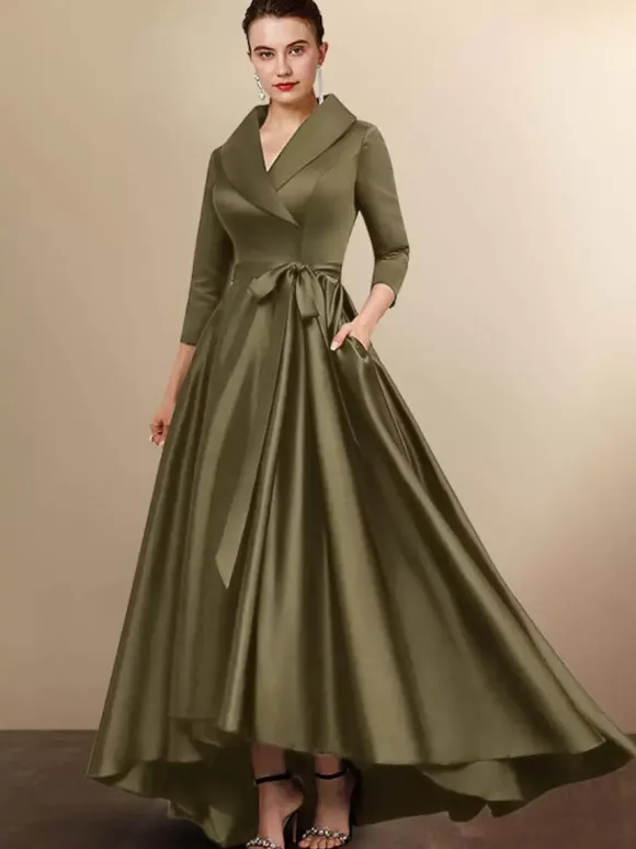 Bridal Mother Dress 2026 3/4 Length Sleeves A-Line Sash Wedding Guest Dresses Free Customization