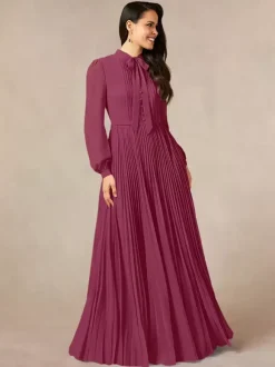 Bridal Mother Dress Designed Neckline Long Sleeves A-Line Bows Floor-Length Guest Dresses For Wedding