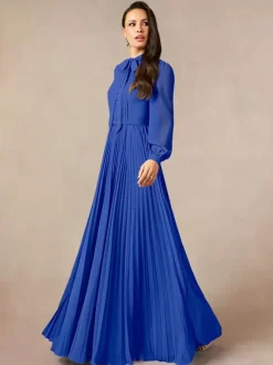 Bridal Mother Dress Designed Neckline Long Sleeves A-Line Bows Floor-Length Guest Dresses For Wedding