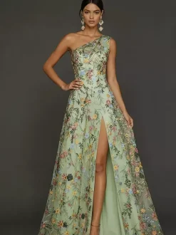 Bridal Mother Dress Designed Neckline Sleeveless A-Line Split Front Wedding Guest Dresses