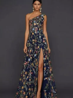 Bridal Mother Dress Designed Neckline Sleeveless A-Line Split Front Wedding Guest Dresses