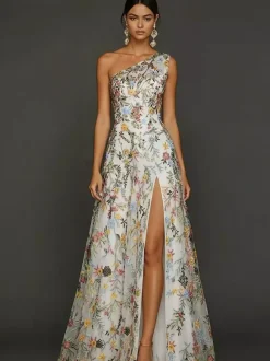 Bridal Mother Dress Designed Neckline Sleeveless A-Line Split Front Wedding Guest Dresses